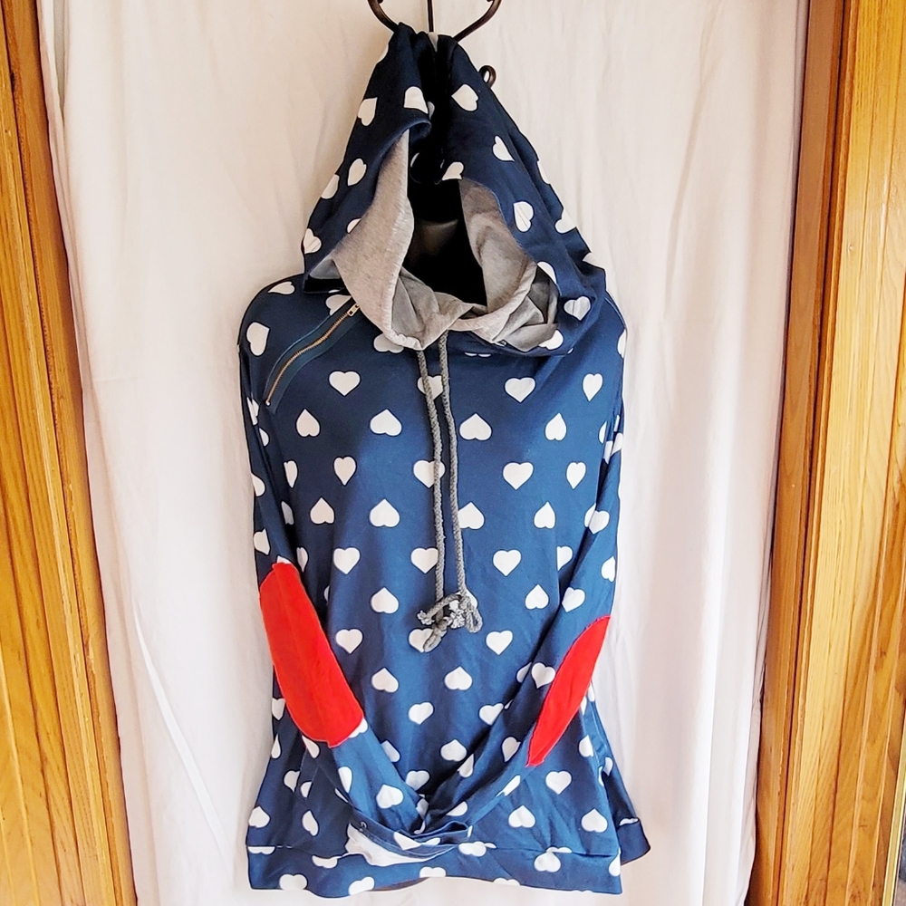 Heart hoodie with elbow patch